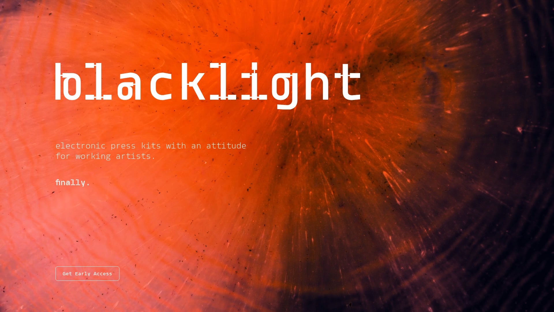 Blacklight homepage, the EPK platform for working artists